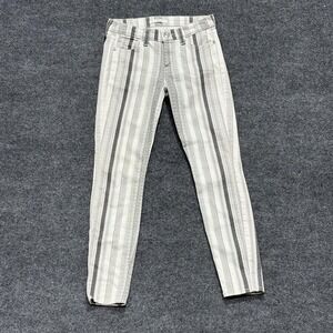 7 For All Mankind Jeans Womens 28 Gray White Striped Skinny Stretch Made USA